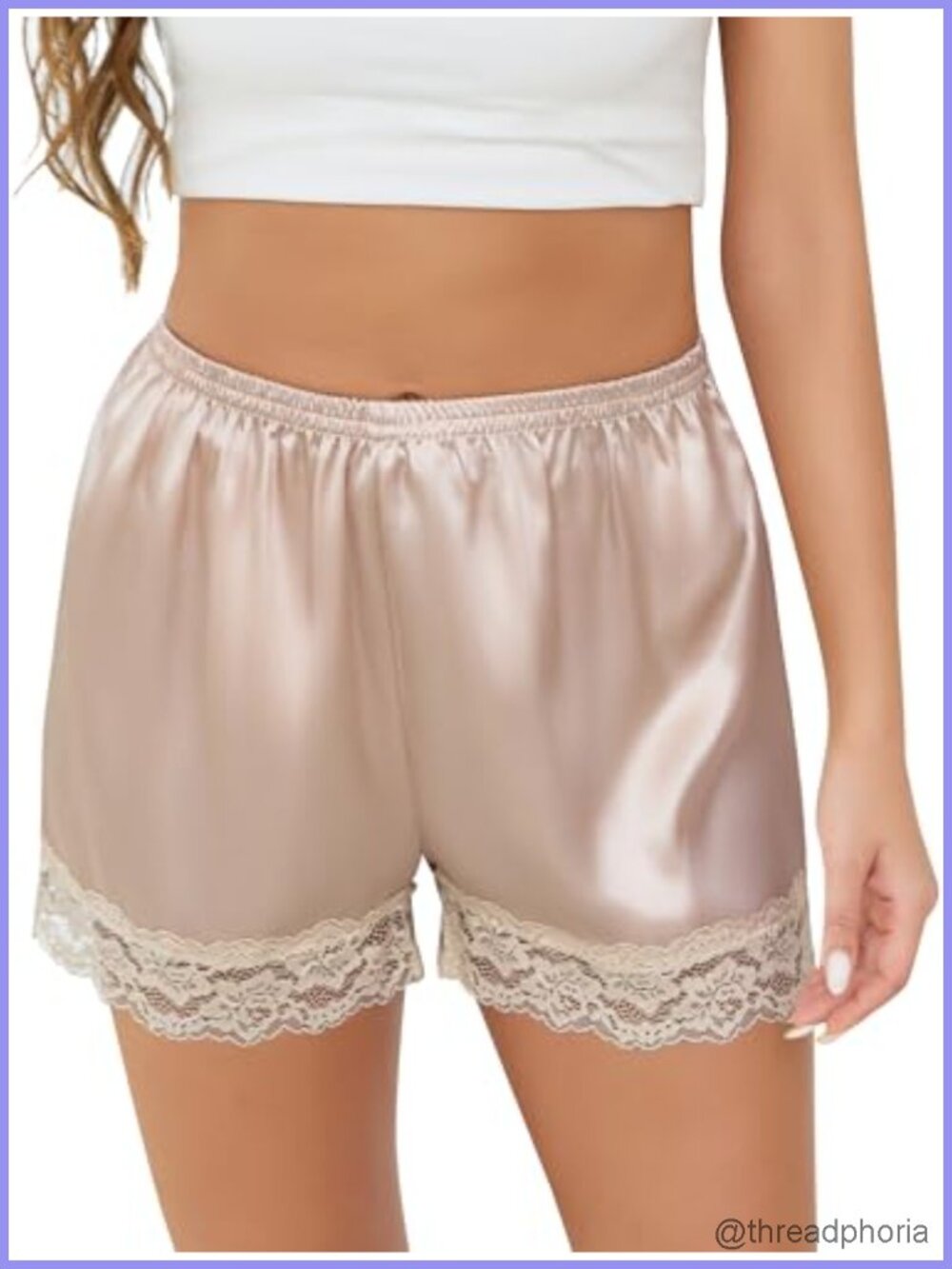 Women's Satin Lace Trim Pettipants Slip Shorts Anti-Chafing Boyshorts